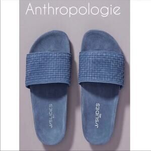 Anthropologie J / Slides Naomi Woven Leather Sandal EUC Slate Blue 6